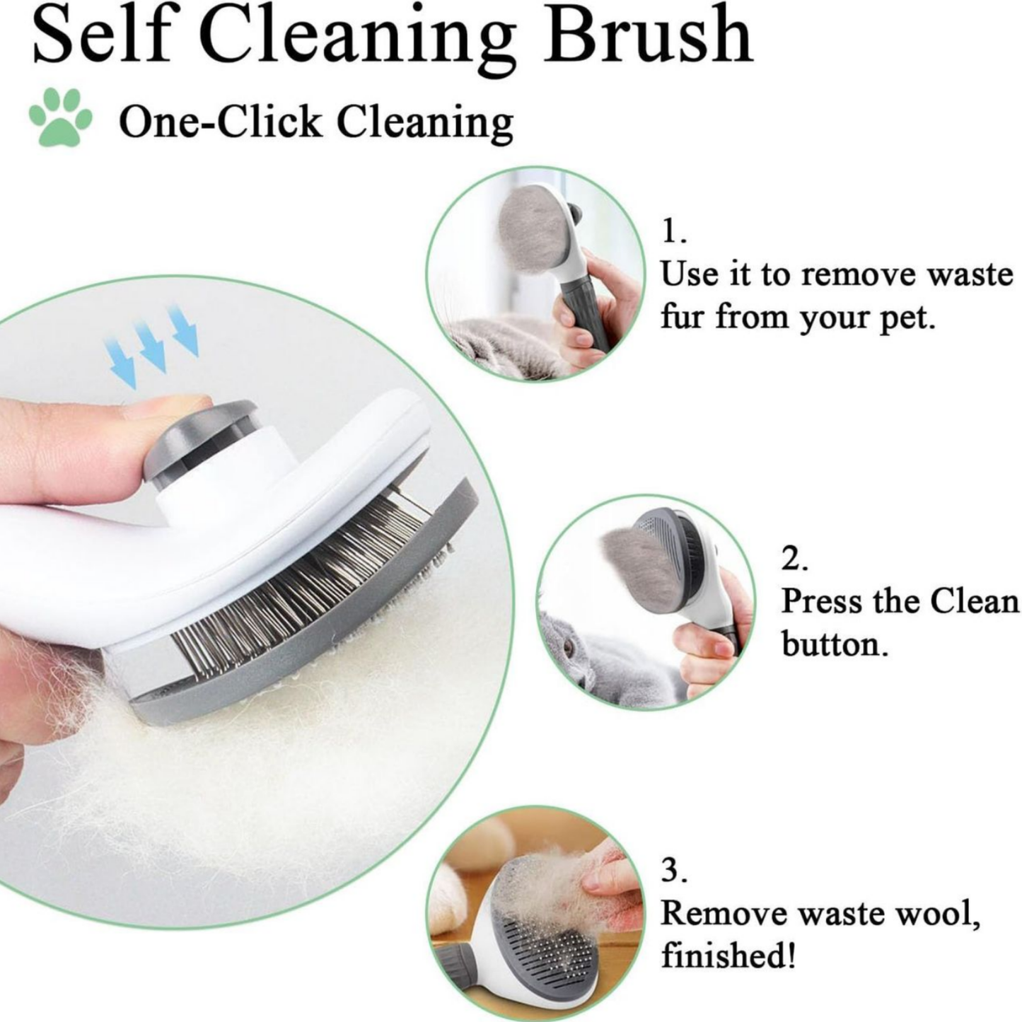 Spazzola Autopulente per Cani e Gatti – Rimuove Peli Morti in Secondi, Sicura sulla Pelle, Ideale per Pelo Longo e Corto