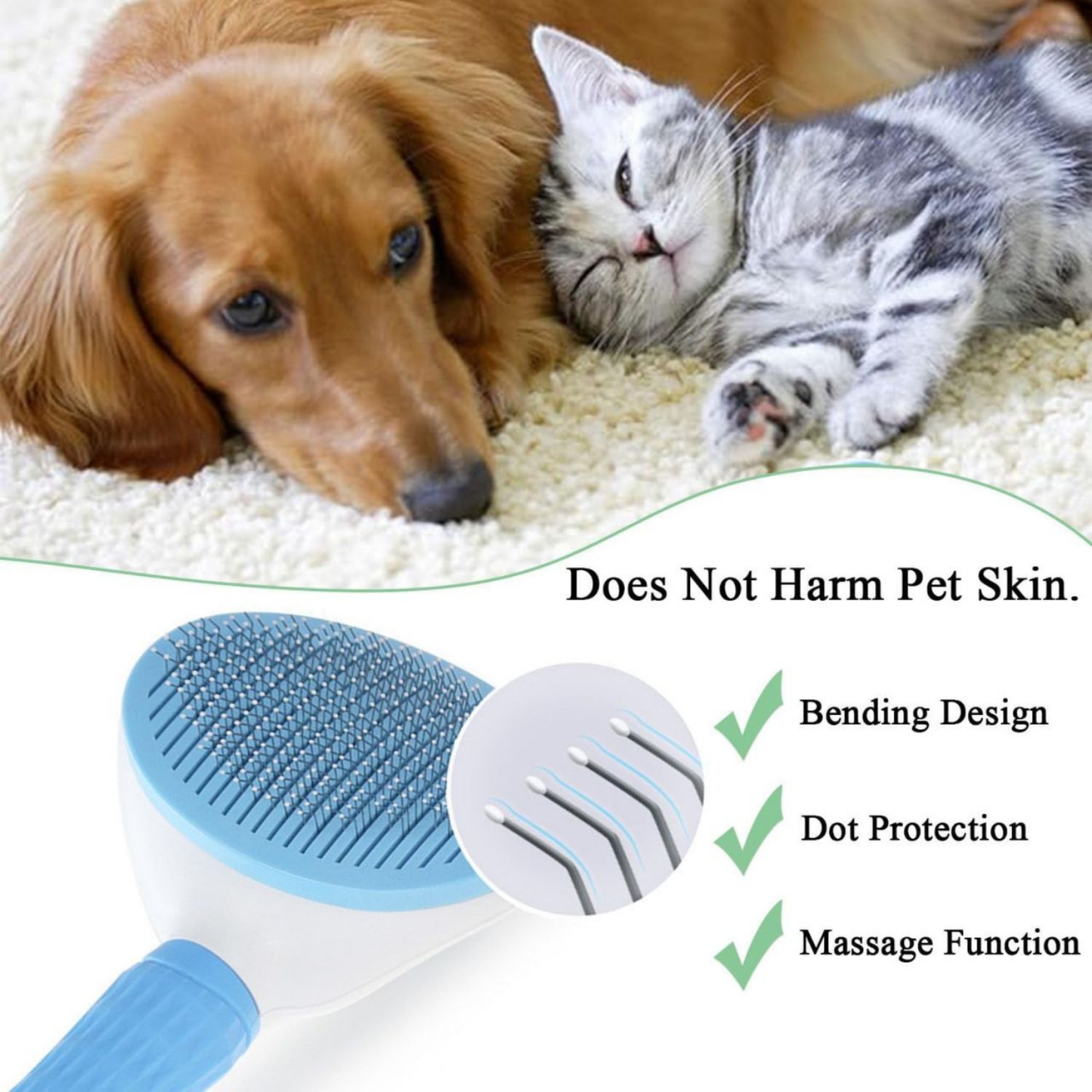 Spazzola Autopulente per Cani e Gatti – Rimuove Peli Morti in Secondi, Sicura sulla Pelle, Ideale per Pelo Longo e Corto