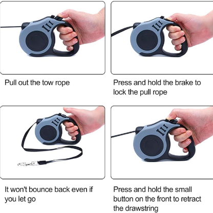 Guinzaglio retrattile per cani, guinzaglio estensibile, anti-sparo, guinzaglio automatico.
