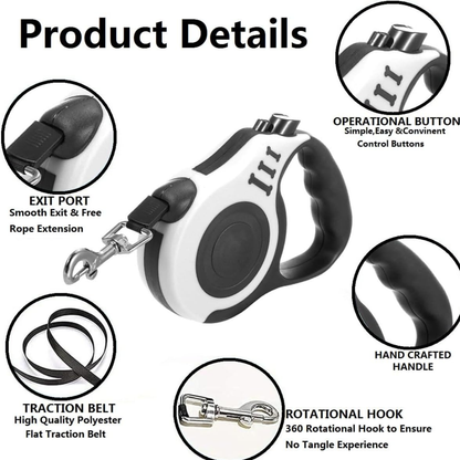 Guinzaglio retrattile per cani, guinzaglio estensibile, anti-sparo, guinzaglio automatico.